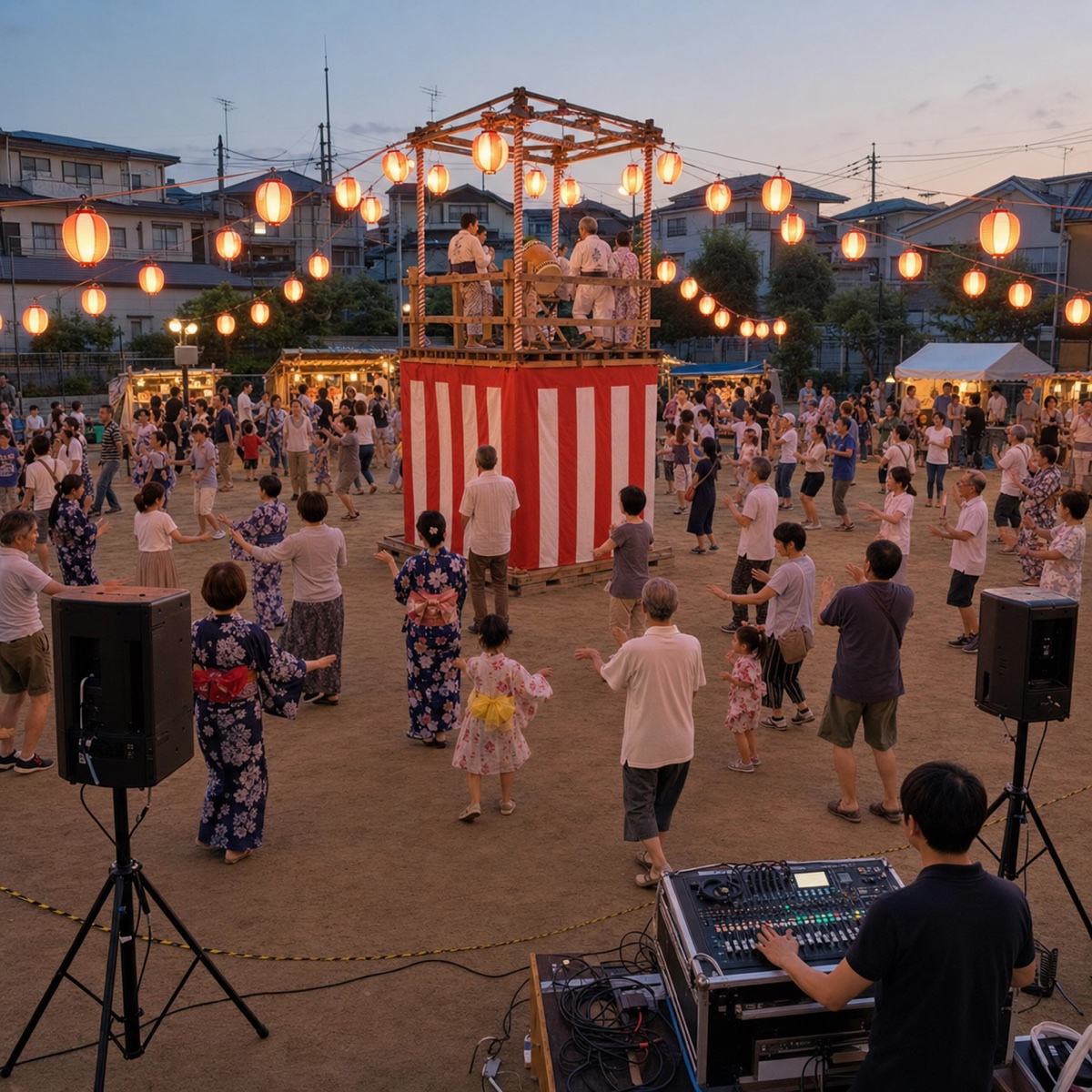イベント会場で使用する音響セットのイメージ